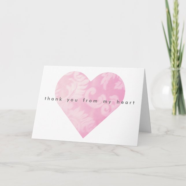 Carte de remerciements Coeur rose (Devant)