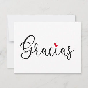 Carte De Remerciements Cœur Rouge Noir Calligraphie Manuscrite Gracias