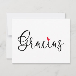 Carte De Remerciements Coeur rouge noir Calligraphie manuscrite Gracias