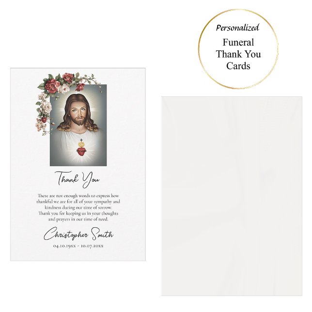 Carte De Remerciements Cœur Sacré de Jésus Funérailles Catholiques Romain (Créateur téléchargé)