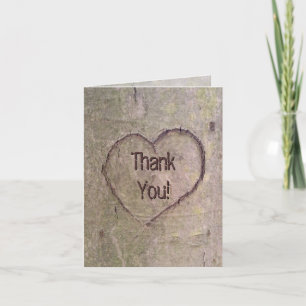 Carte De Remerciements Coeur sculpté dans l'arbre, personnalisation de la