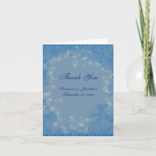 Carte De Remerciements Coeurs bleus Lumières brillantes Mariage personnal
