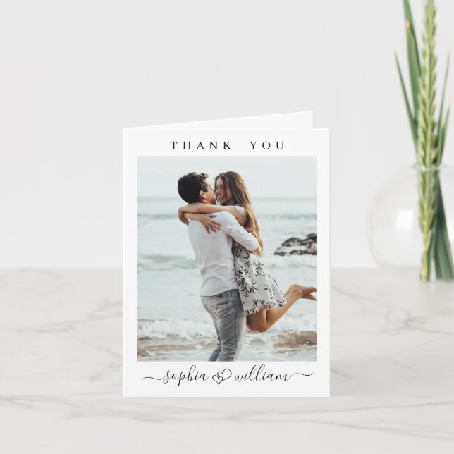 Carte De Remerciements Coeurs de mariage tout simplement élégants Simple  (Devant)