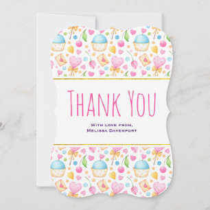 Carte De Remerciements Coeurs et amour délicieux Motif d'aquarelle