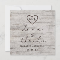 Cœurs Gravés Mariage Amour et Remerciements Carré
