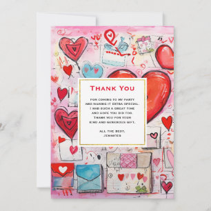 Carte De Remerciements Coeurs lunaires et lettres d'amour Motif