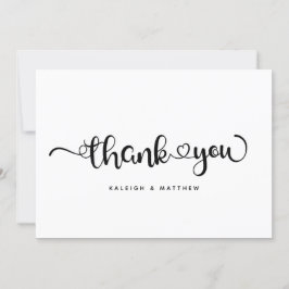 Carte De Remerciements Cœurs modernes Brush Script Mariage Moderne