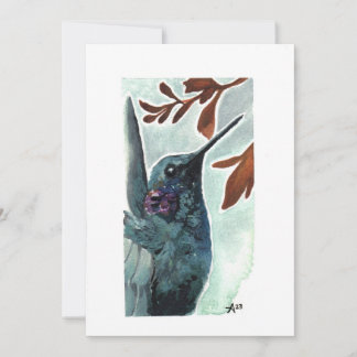 Carte De Remerciements Colibri à gorge pourpre aquarelle vierge