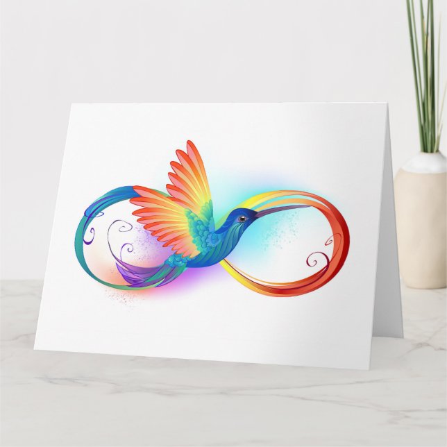 Carte De Remerciements Colibri arc-en-ciel avec symbole Infinity (Devant)