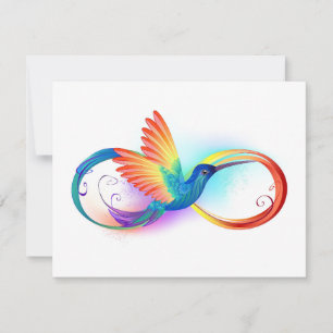 Carte De Remerciements Colibri arc-en-ciel avec symbole Infinity