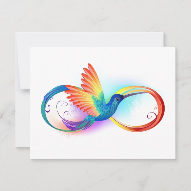 Carte De Remerciements Colibri arc-en-ciel avec symbole Infinity (Devant)