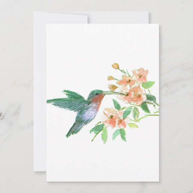 Carte De Remerciements Colibri aux fleurs (Devant)