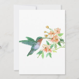 Carte De Remerciements Colibri aux fleurs