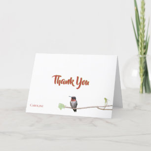 Carte De Remerciements Colibri en Branche, note de remerciement personnal