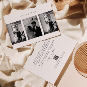 Carte De Remerciements Collage de photos de mariage moderne classique Cod