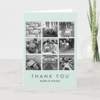 Carte De Remerciements Collage en grille de menthe frais 9 photos souveni