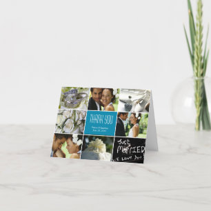 Carte de remerciements Collage mariage - Turquoise