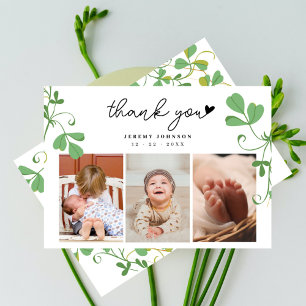 Carte De Remerciements Collage photo botanique moderne pour Baby Shower d