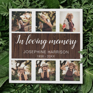 Carte De Remerciements Collage photo commémoratif rustique pour condoléan