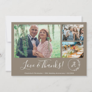 Carte De Remerciements Collage photo de 50e anniversaire de mariage Amour