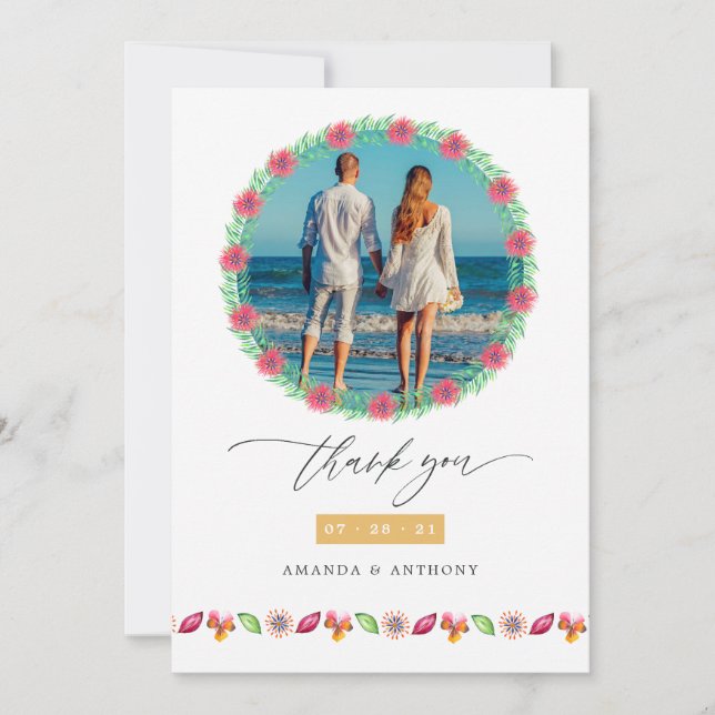 Carte De Remerciements Collage photo de mariage sur une plage tropicale (Devant)