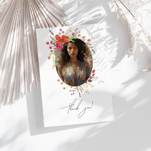 Carte De Remerciements Collage photo de remise de diplôme aux fleurs sauv