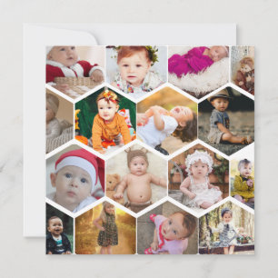 Carte De Remerciements Collage photo Hexagon