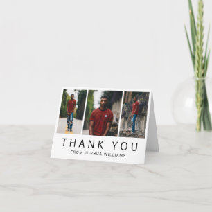 Carte De Remerciements Collage photo minimaliste simple Graduation modern
