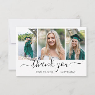 Carte De Remerciements Collage photo moderne Elégant Graduation