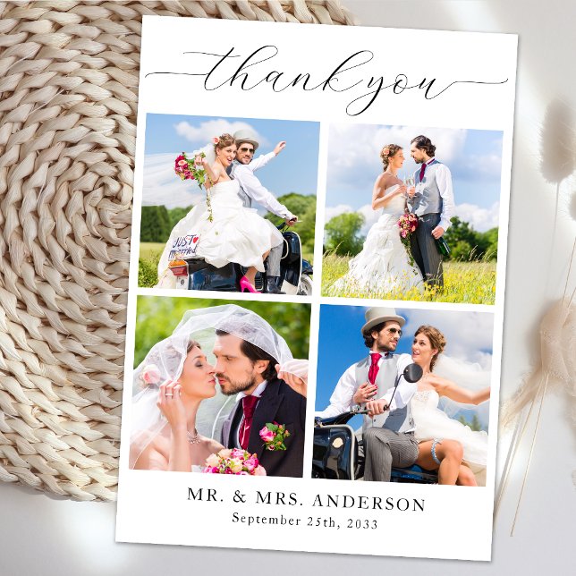 Carte De Remerciements Collage photo moderne simple Mariage personnalisé (Créateur téléchargé)