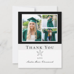 Carte De Remerciements Collage photo Nautical Black Starfish Graduate