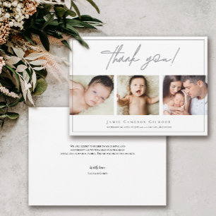 Carte De Remerciements Collage photo personnalisé Simple Script Baby