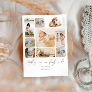 Carte De Remerciements Collage photo simple Présentation du nouveau-né