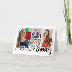 Carte De Remerciements Collage simple pour 4 photos 18ème anniversaire To
