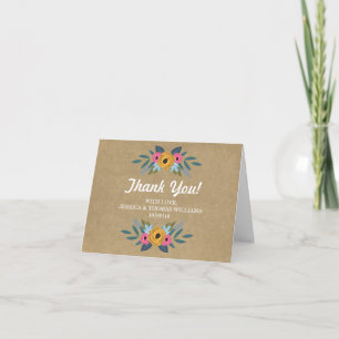 Carte De Remerciements Collection de Mariages de couronnes florales Kraft