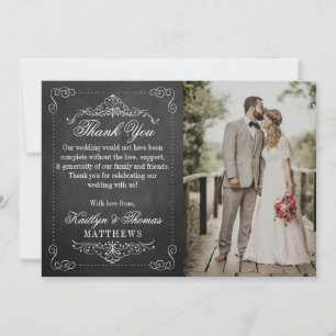 Carte De Remerciements Collection de Mariages Ornate Chalkboard