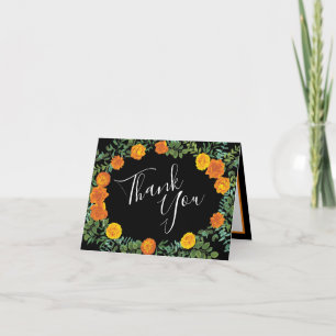Carte De Remerciements Collection Mariage gothique d'Halloween noir et or