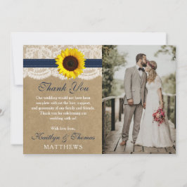 Carte De Remerciements Collection Rustique de Mariages de tournesol Kraft
