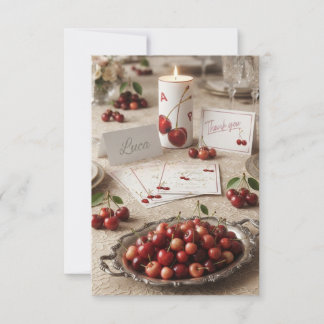 Carte De Remerciements Collection « Sur la Nature » Cerise Fruit Rustique