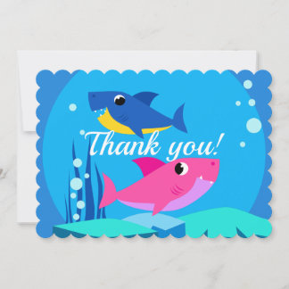 Carte de remerciements coloré de requins