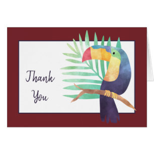 Carte de remerciements coloré d'oiseaux toucans