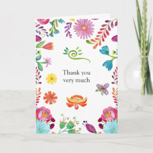 Carte De Remerciements Coloré Floral mexicain Mariage Fiesta