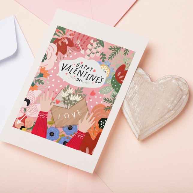 Carte De Remerciements Coloré Floral Valentine (Créateur téléchargé)
