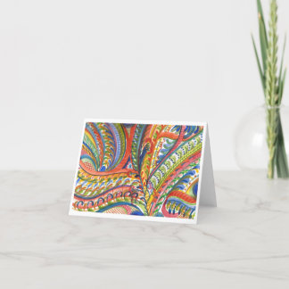 Carte De Remerciements Coloré Foliage Abstrait Aquarelle