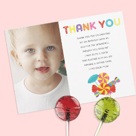 Carte De Remerciements Coloré Sweet Fun Candy thème Anniversaire