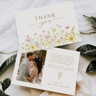 Carte De Remerciements Colorful Spring Wildflower Meadow Garden Wedding