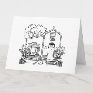 Carte De Remerciements Coloriez votre propre maison mignonne avec le chie