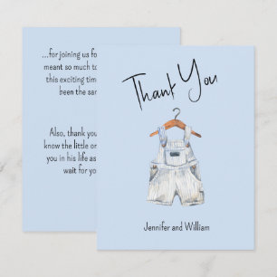 Carte De Remerciements Combinaison bébé bleu aquarelle Baby Shower