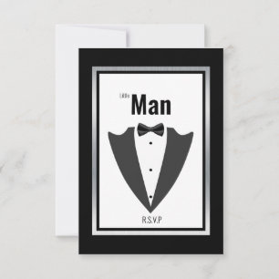 Carte De Remerciements Combinaison Tuxedo et cravate arc en noir et blanc