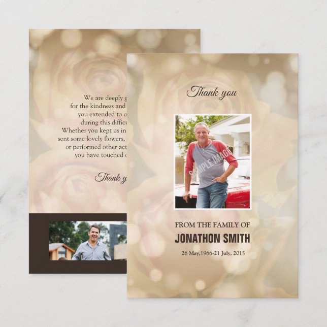 Carte de remerciements commémoratif (Devant / Derrière)